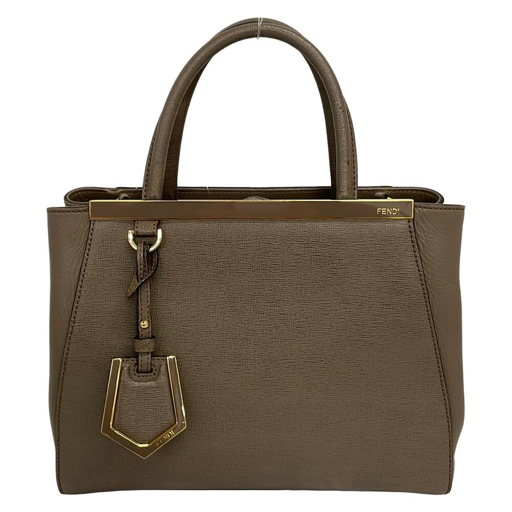 Fendi Petit 2 Jours Tote Bag Dark Brown Gold